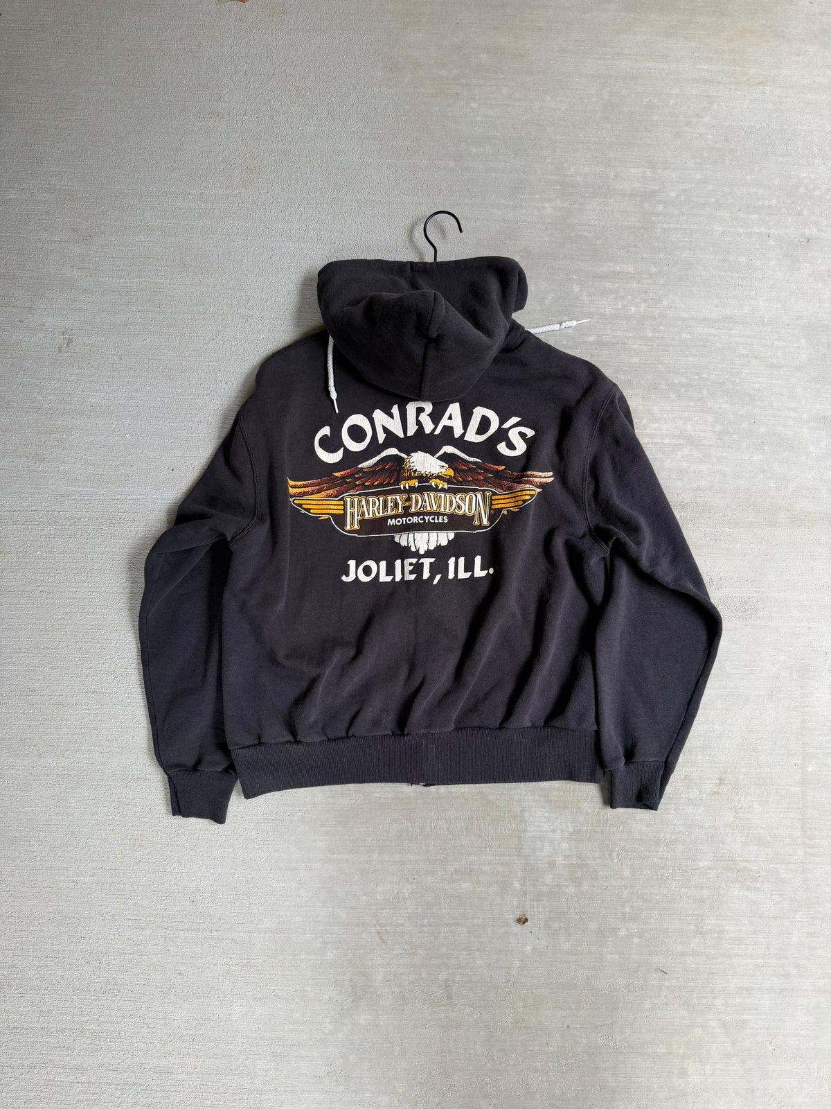 90s Harley Davidson blue flames zip up hoodie - M