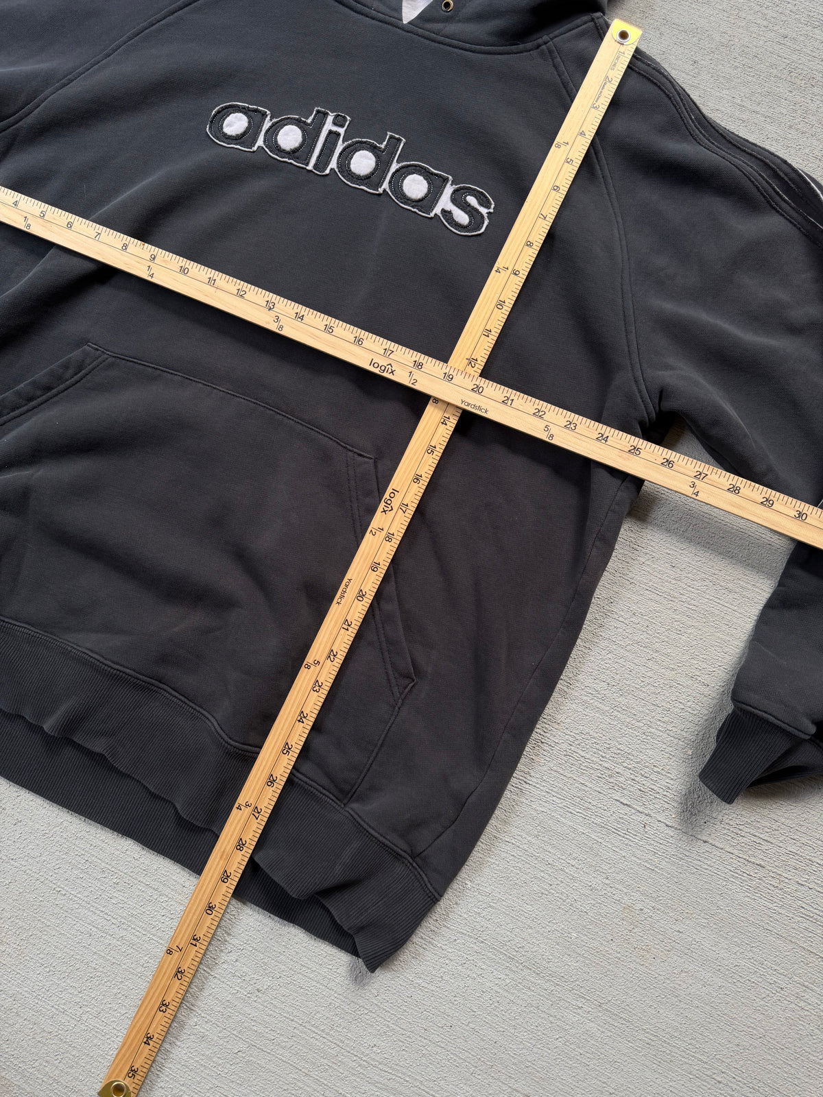 2000s Adidas raglan striped hoodie - L