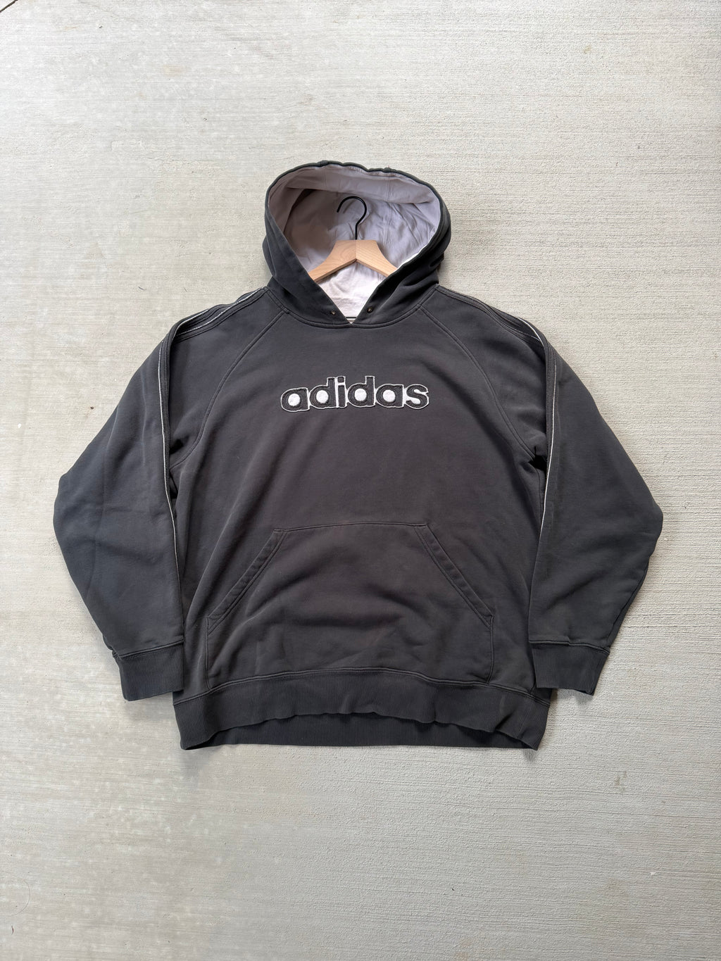 2000s Adidas raglan striped hoodie - L