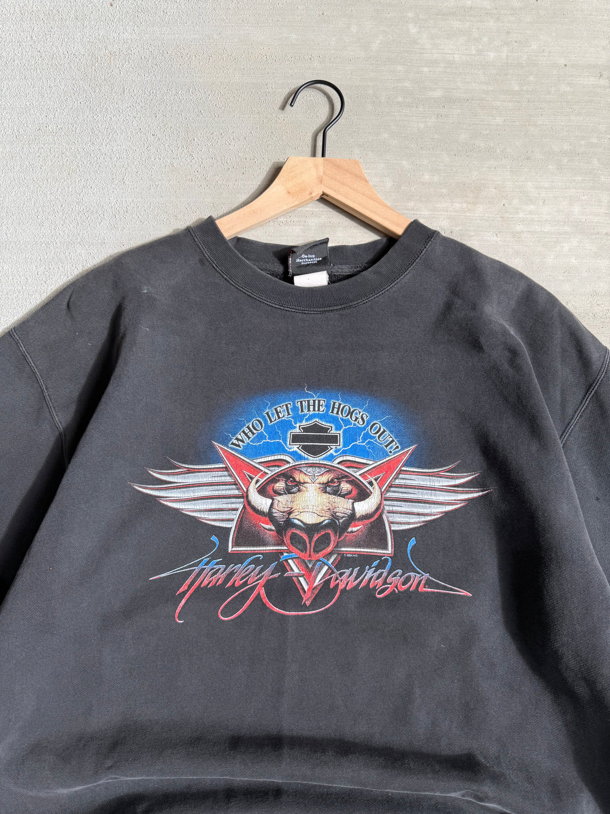 2002 Harley Davidson lighting sleeves sweater - L