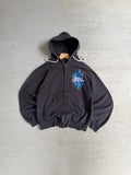 90s Harley Davidson blue flames zip up hoodie - M