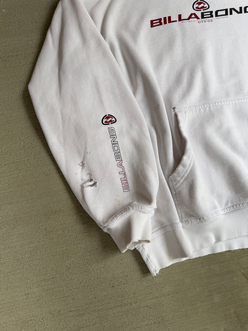 2000s distressed billabong triple hit hoodie - M