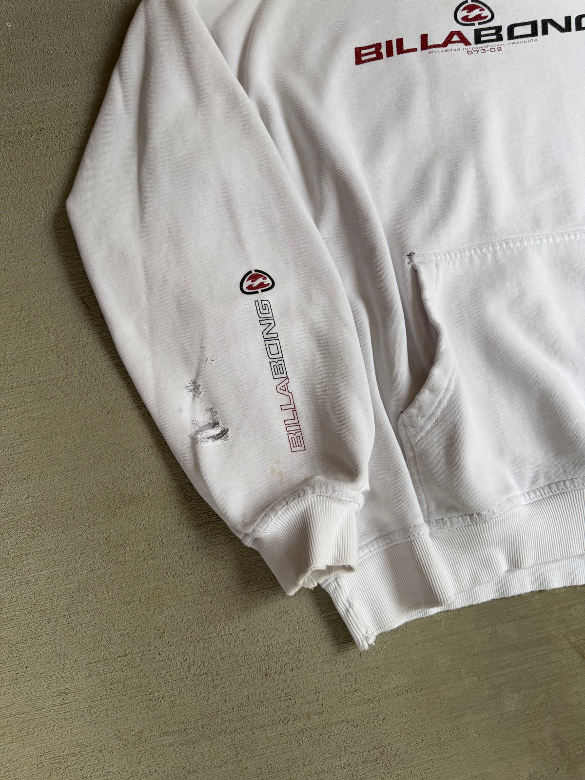 2000s distressed billabong triple hit hoodie - M