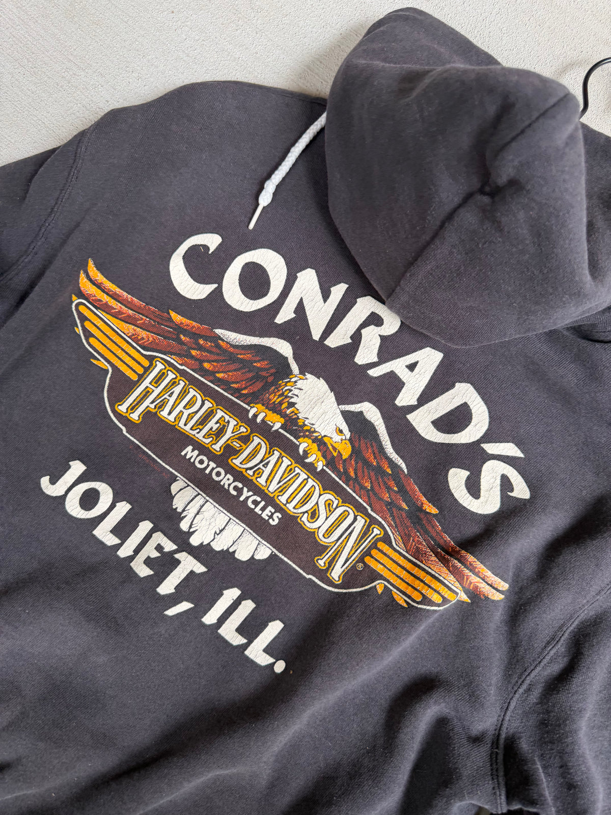 90s Harley Davidson blue flames zip up hoodie - M