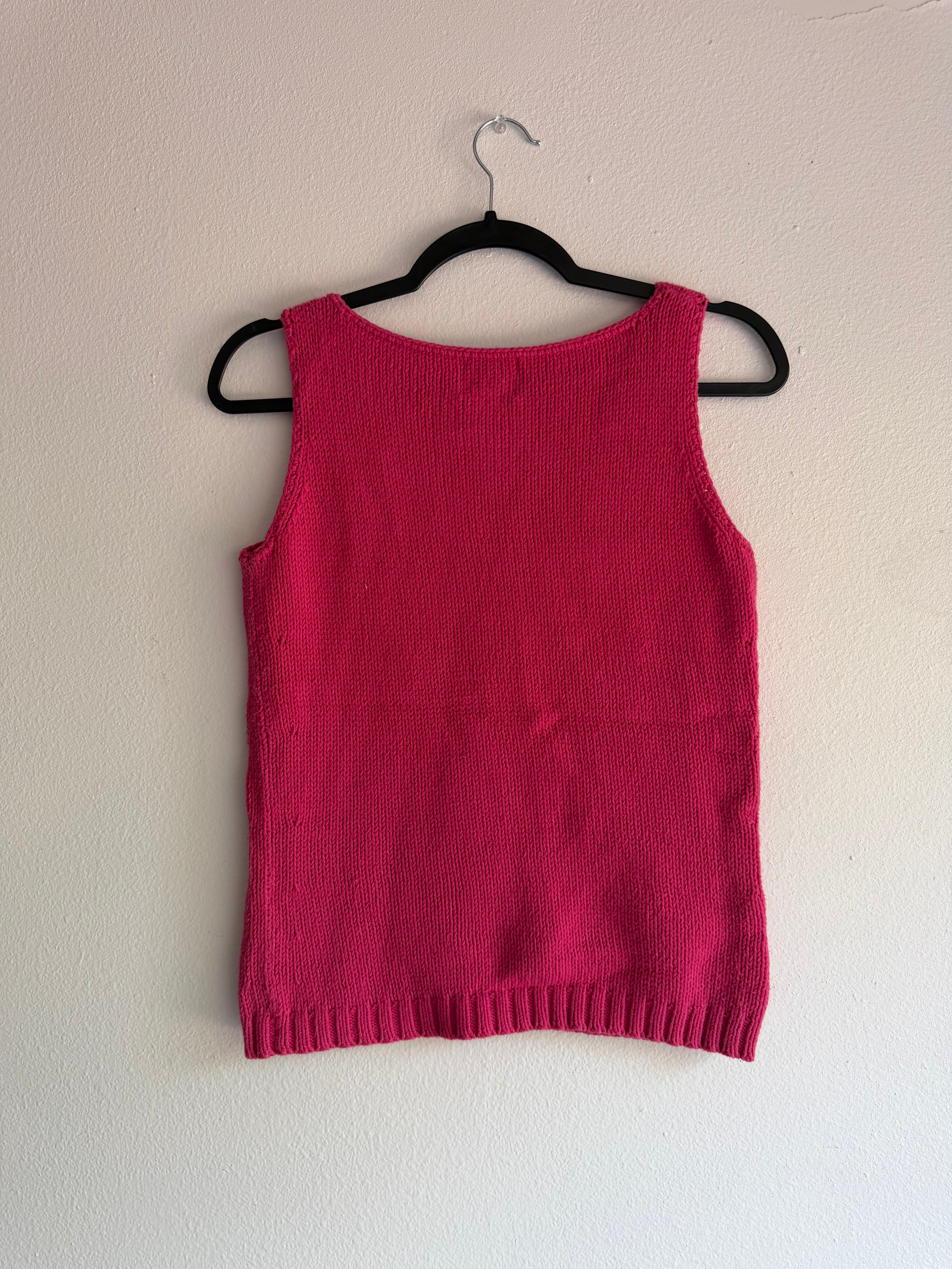 vintage knitted sunflower tank top - M