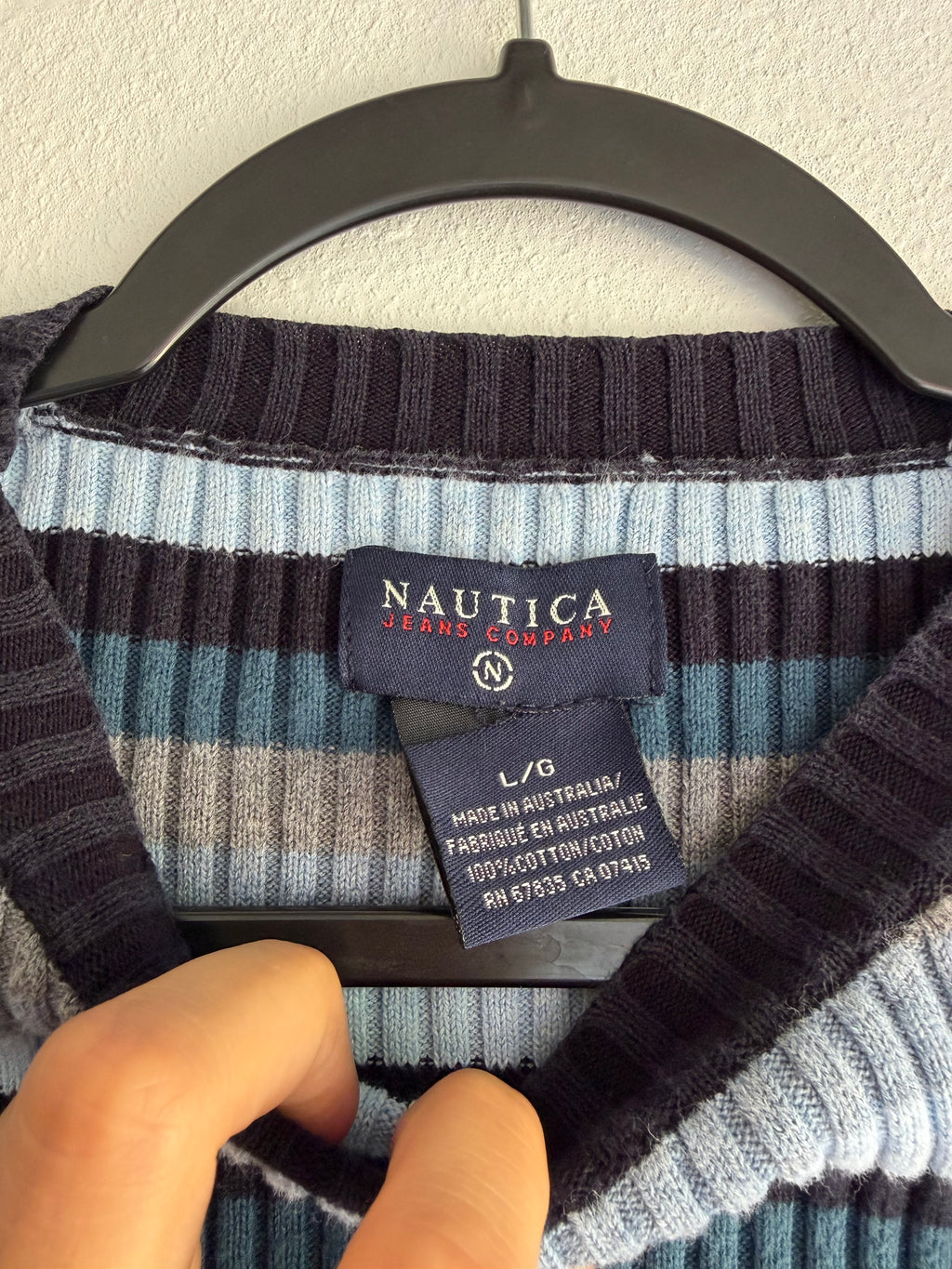 2000s Nautica striped long sleeve top - L