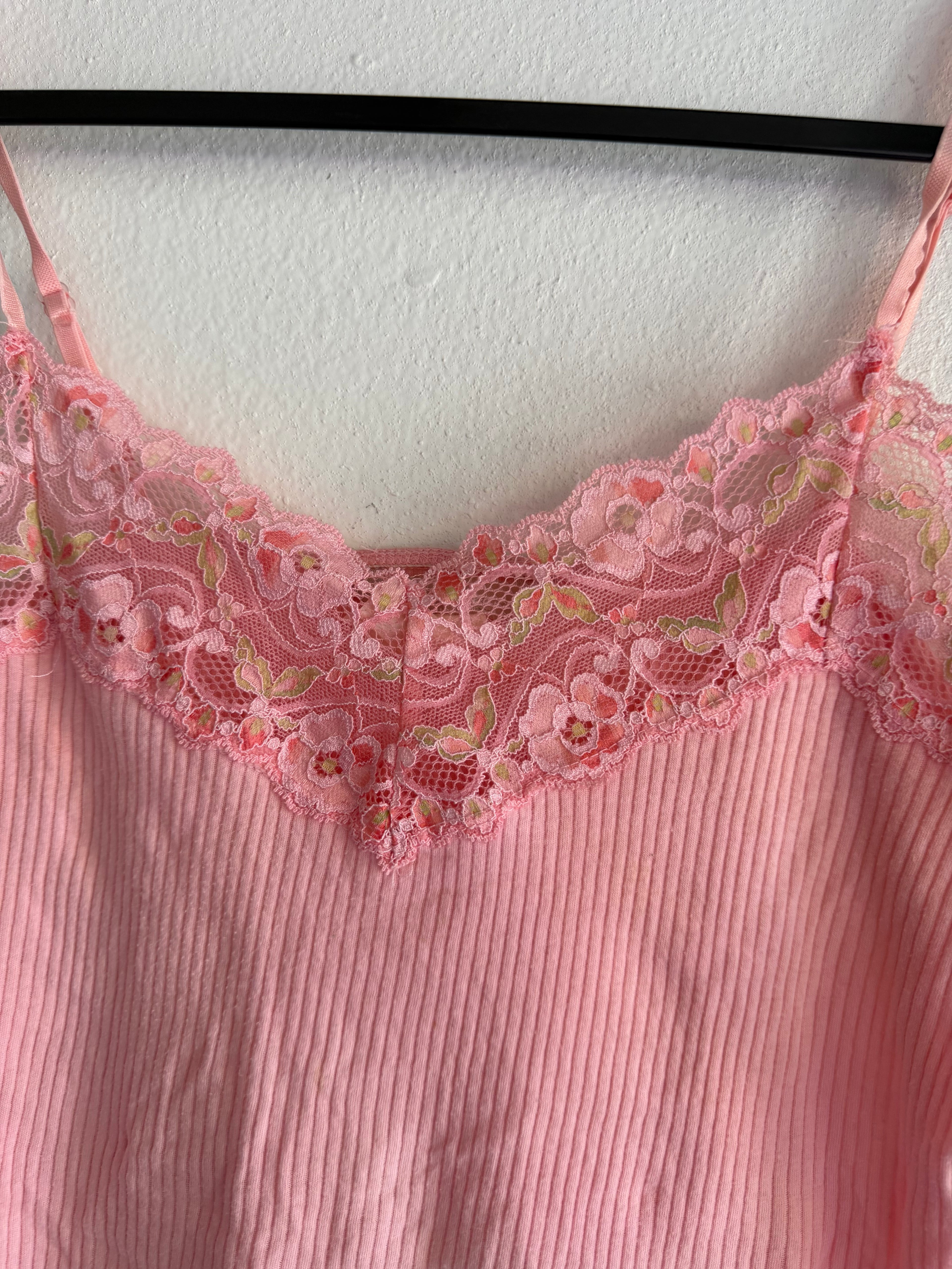 vintage pink lace cami tank top - M