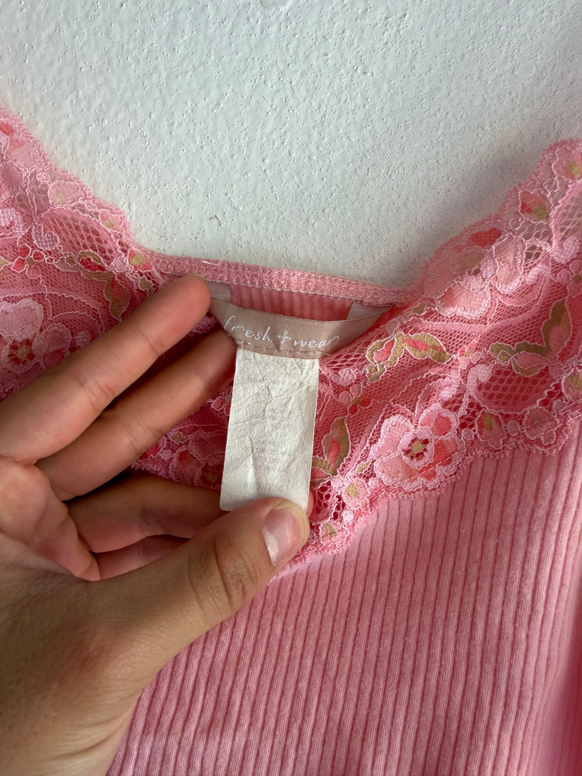 vintage pink lace cami tank top - M