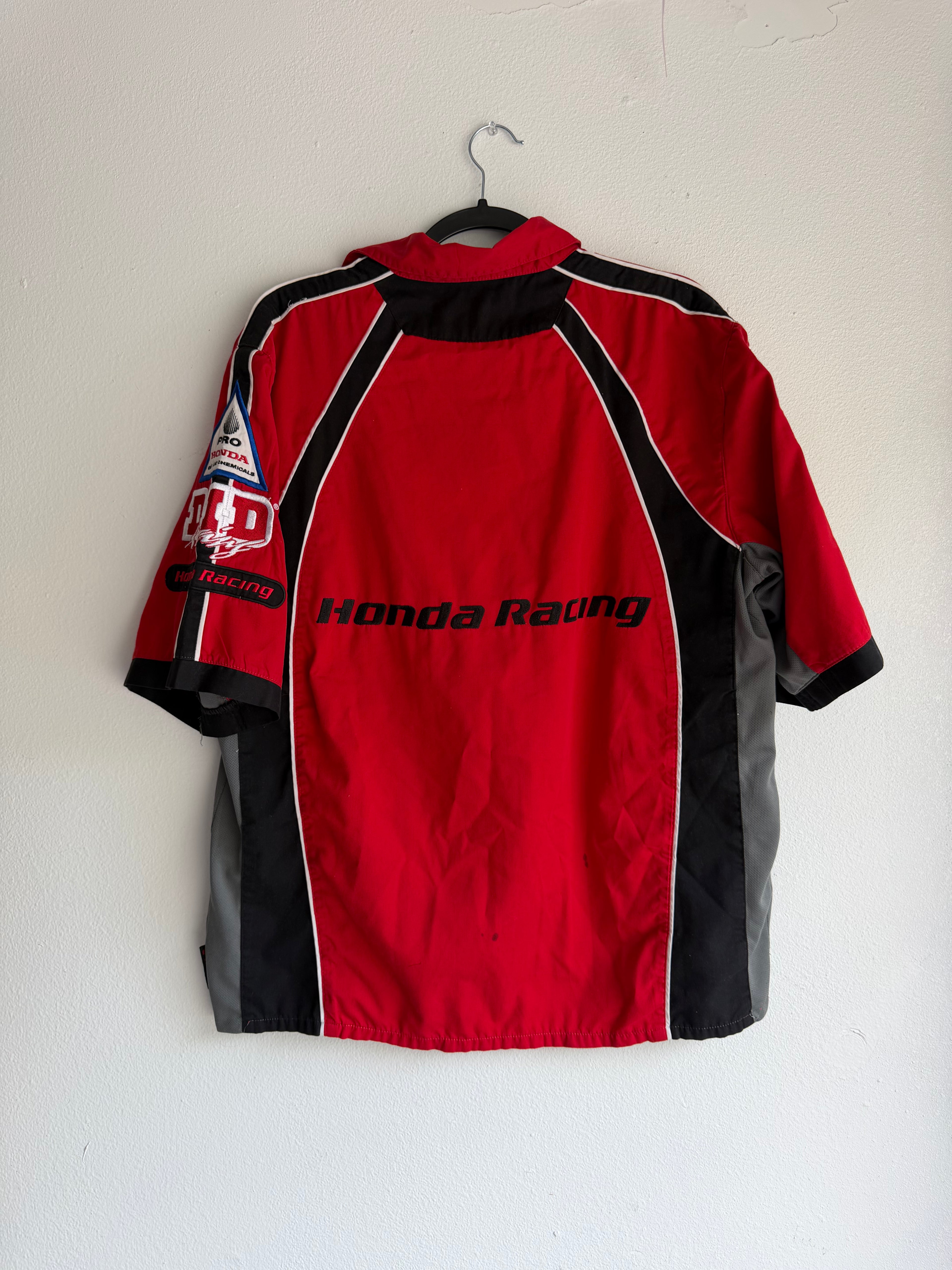 honda racing button up shirt