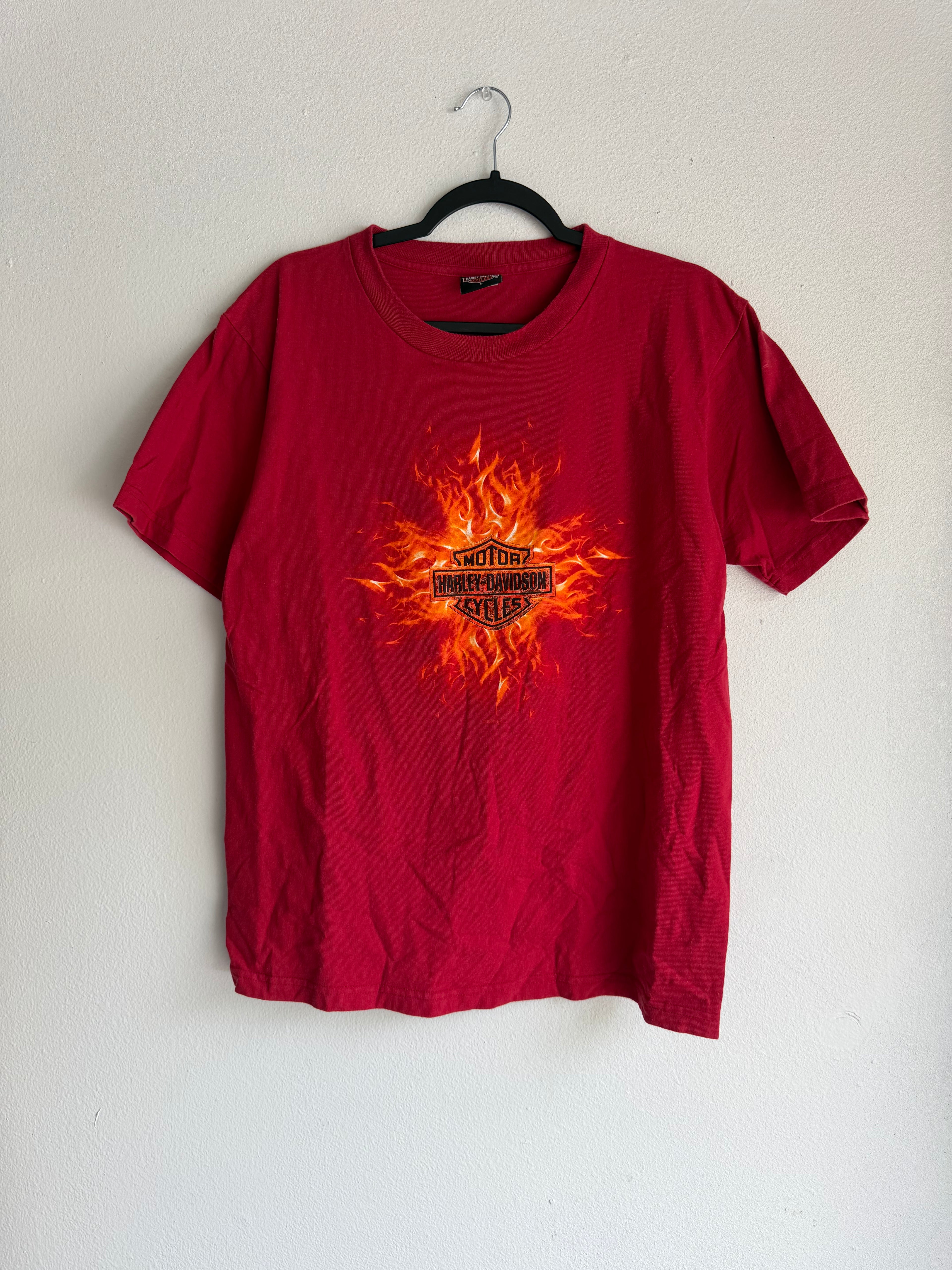 vintage harley davidson flame tee - L