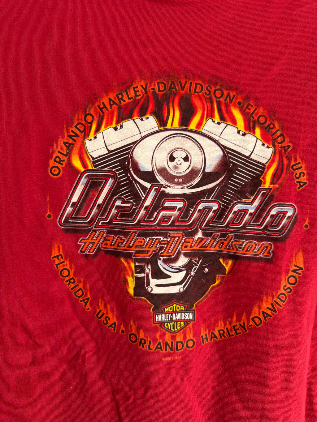 vintage harley davidson flame tee - L