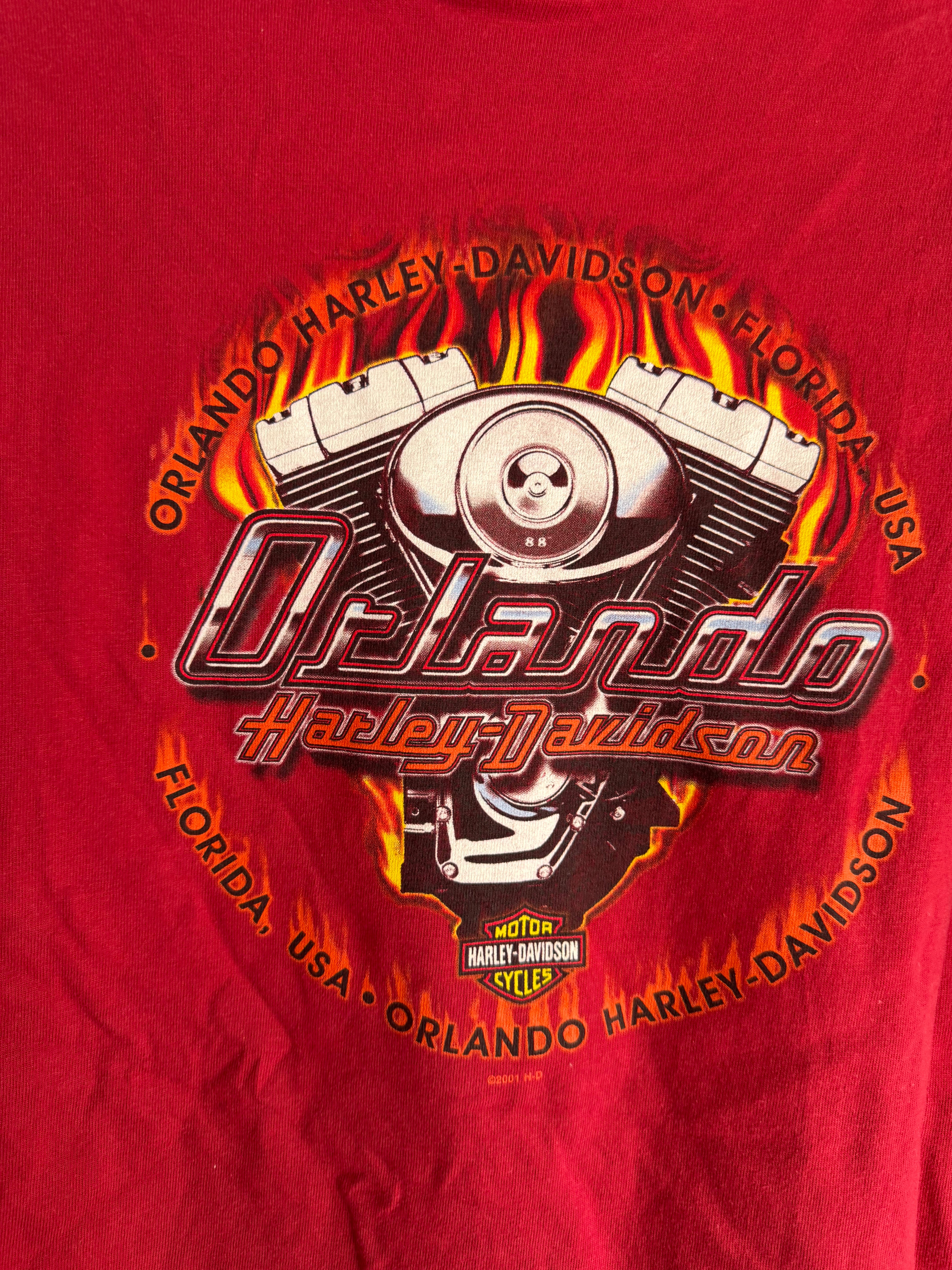 vintage harley davidson flame tee - L