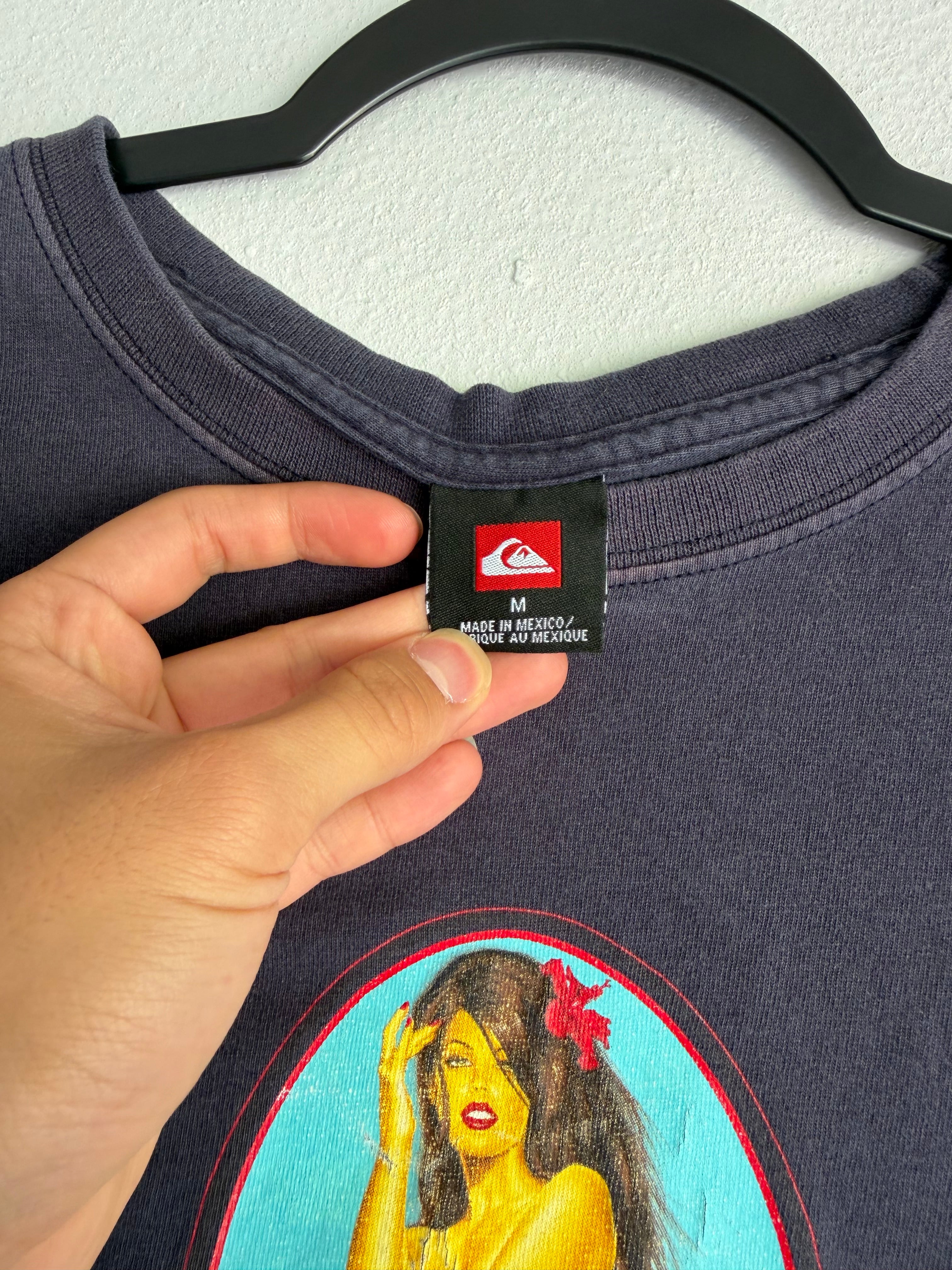 2000s quiksilver hula girl tee - M