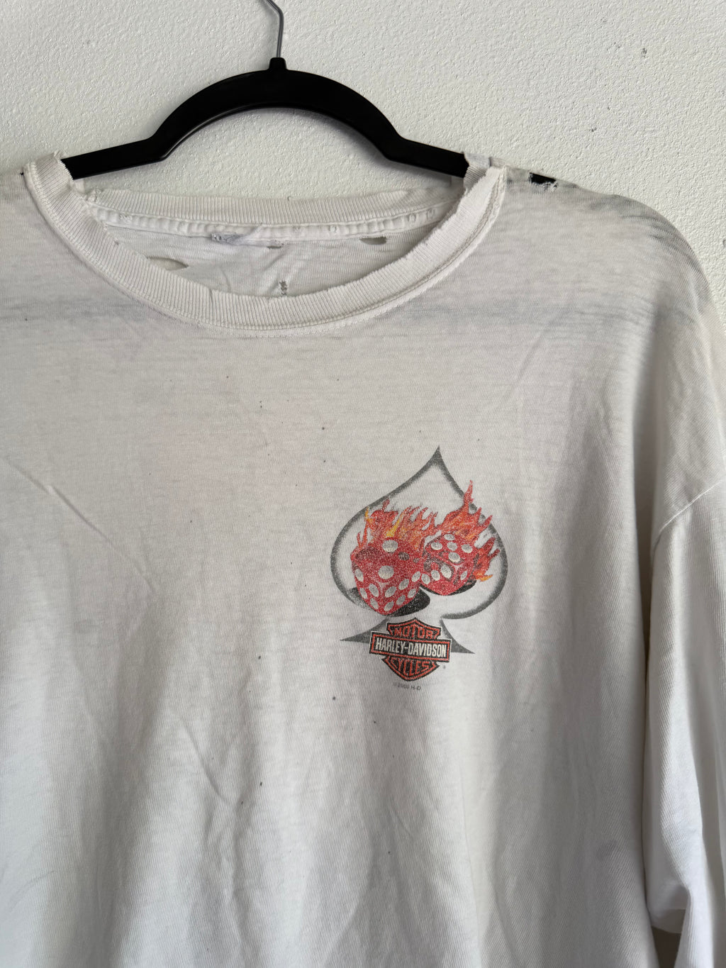 Vintage Harley Davidson Long Sleeve Flaming Card Las Vegas - L