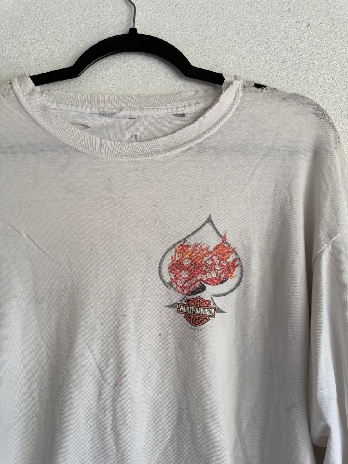 Vintage Harley Davidson Long Sleeve Flaming Card Las Vegas - L
