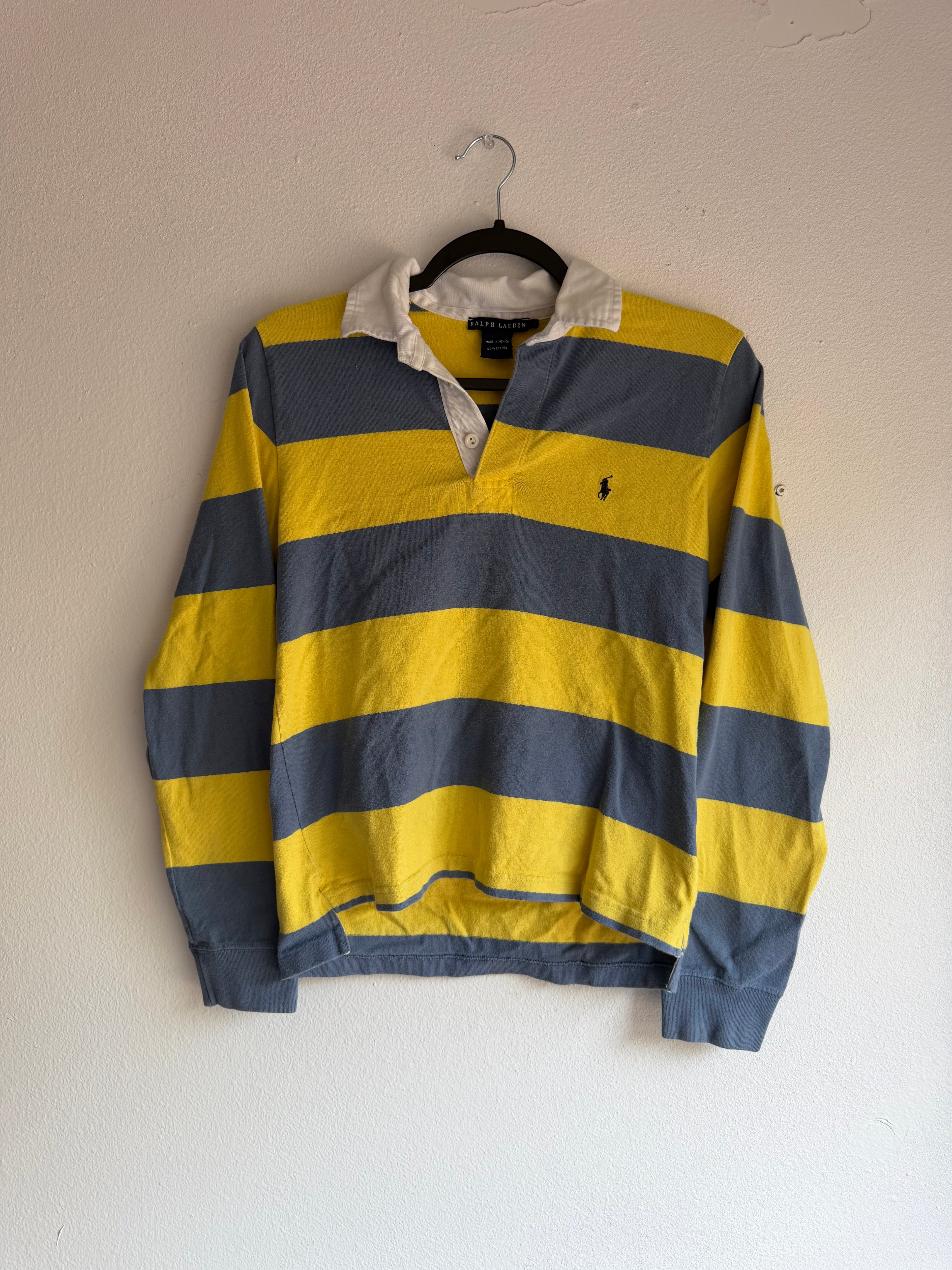 vintage polo ralph lauren striped rugby shirt - L