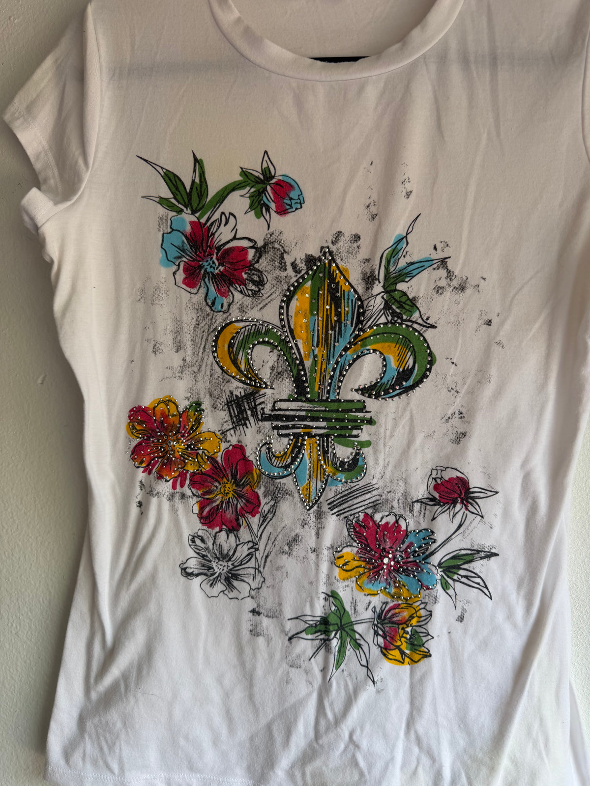 2000s floral baby tee - L