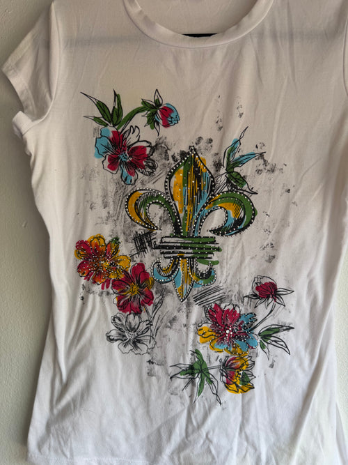 2000s floral baby tee - L