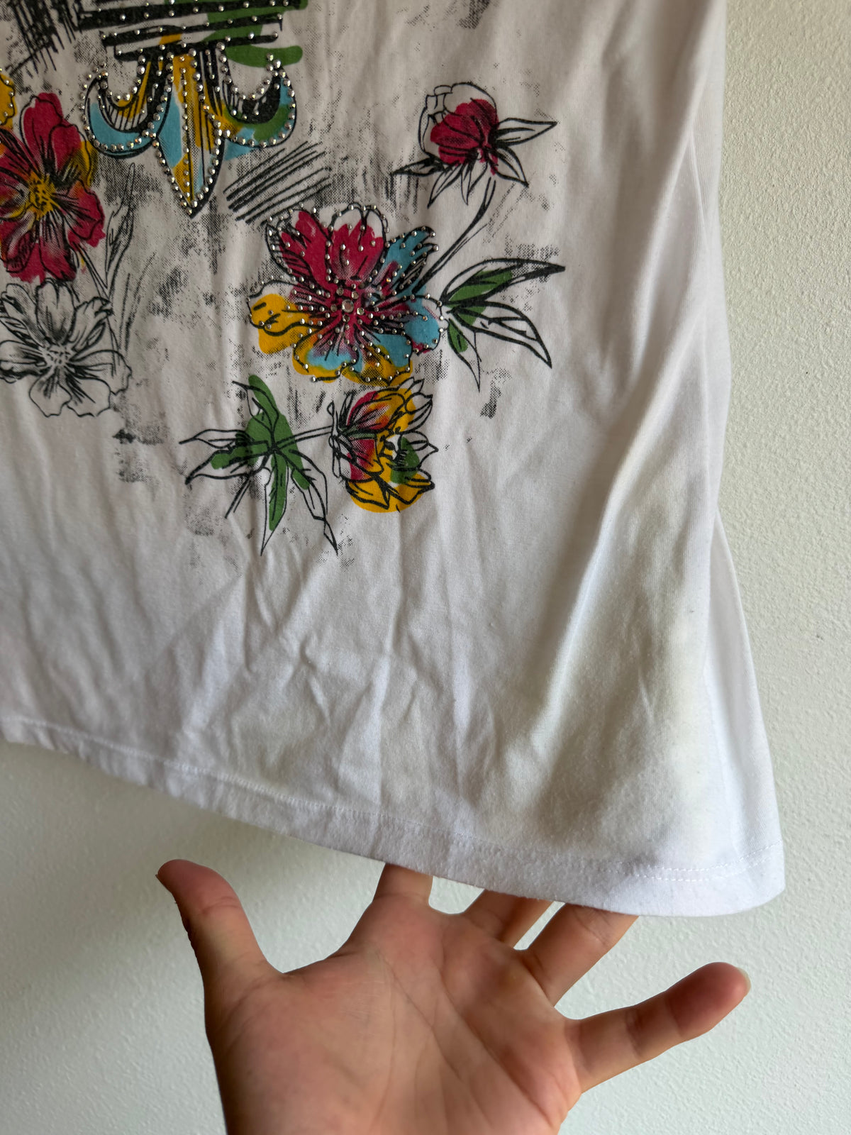 2000s floral baby tee - L