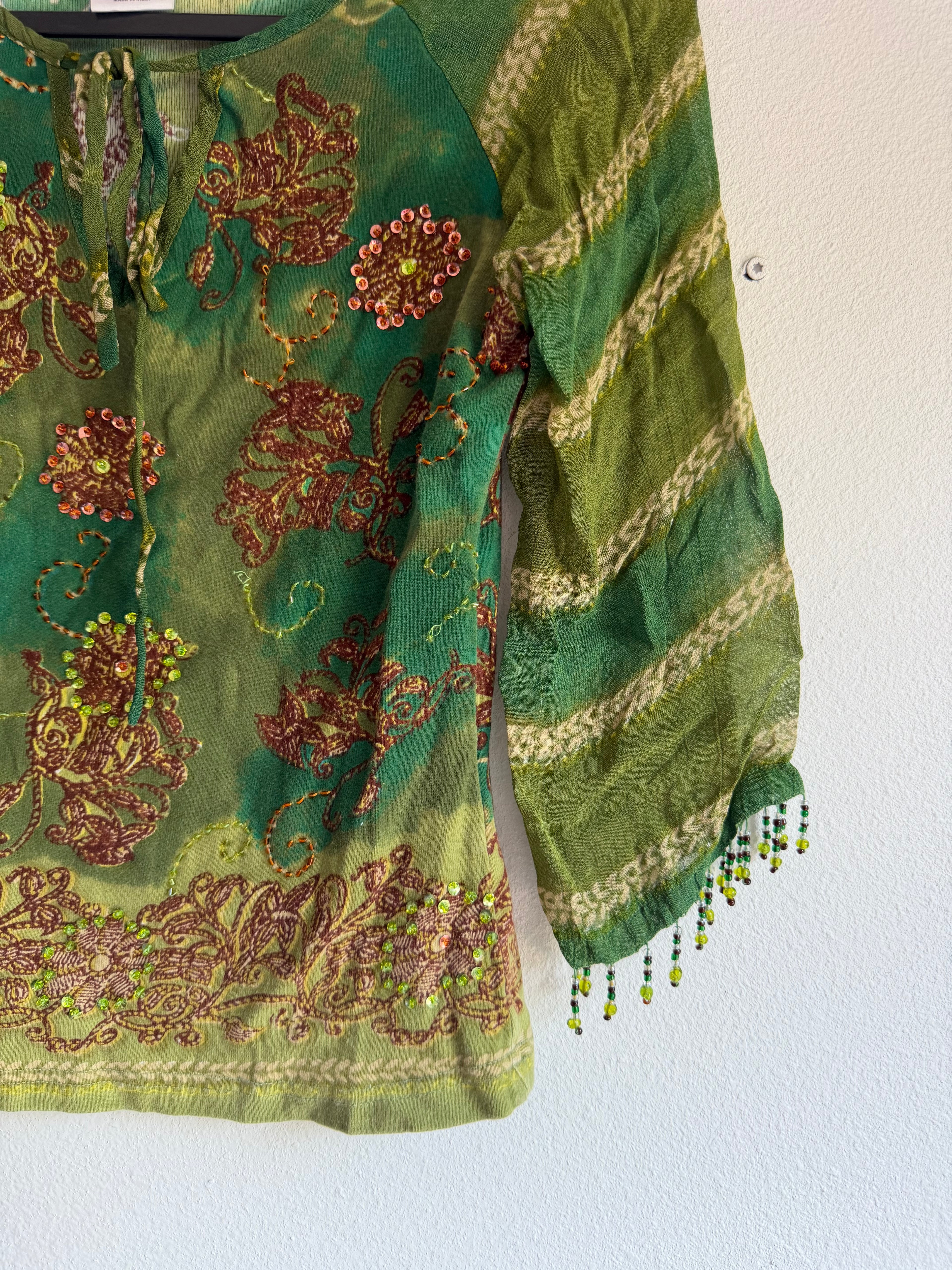 Bohemian blouse 3/4 long sleeve top - M