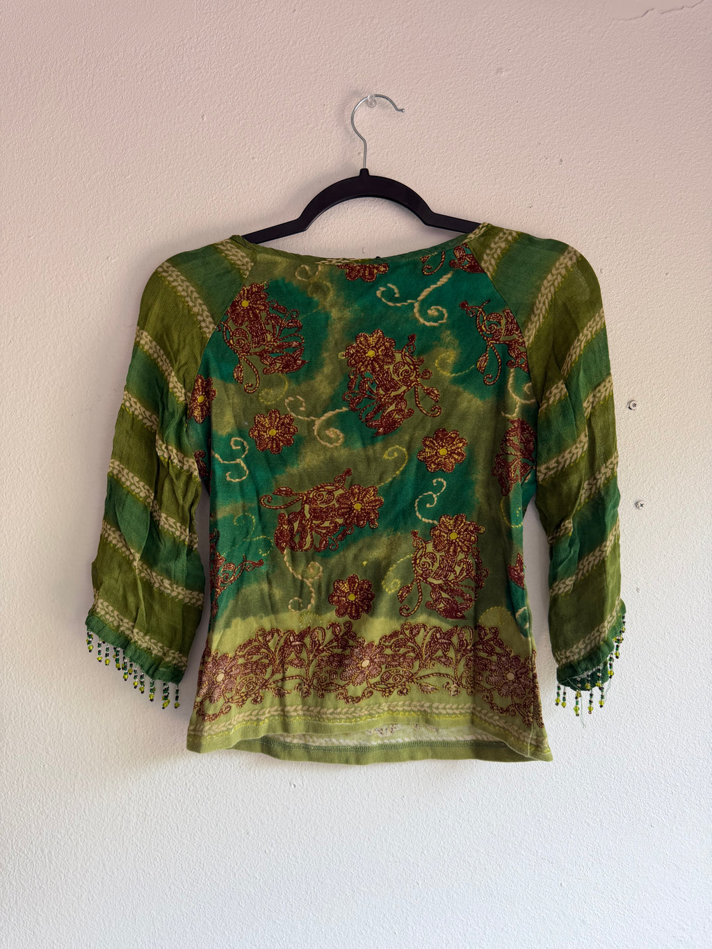 Bohemian blouse 3/4 long sleeve top - M