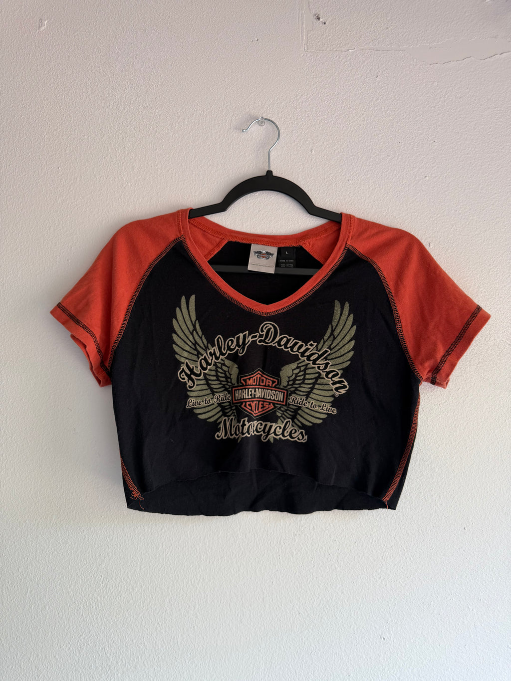 2000s harley davidson crop top - L