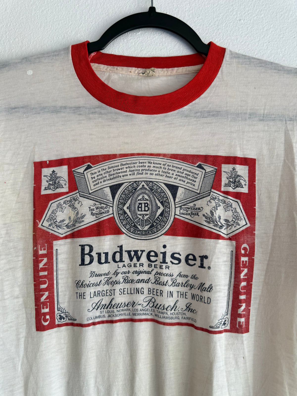Vintage 70s Budweiser ringer tee