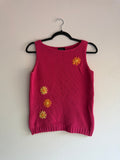 vintage knitted sunflower tank top - M